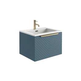 Scudo Chevron Blue Wall Hung Bathroom Vanity Unit with Basin 600mm