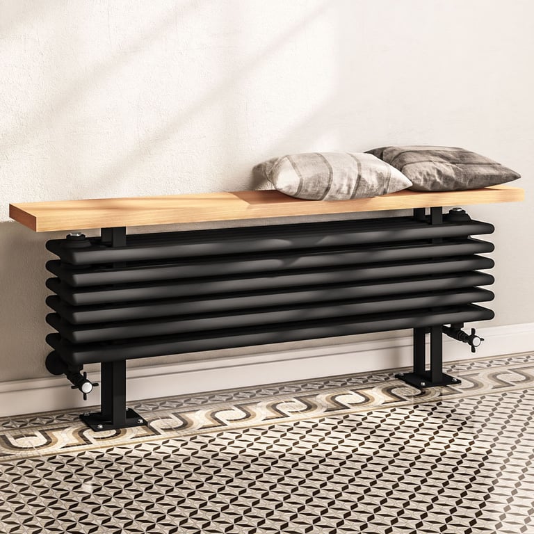 Eastlake Imperia 480 x 1200mm Traditional Bench Radiator Black