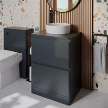 Regis Forma Anthracite Grey Freestanding Countertop Vanity Unit with Lyon White Basin - 600mm Price Comparisons | Compare The Build