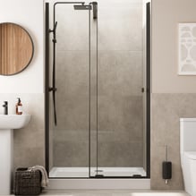 Diamond Frameless Sliding Shower Door 1100mm with Raised Tray - 8mm Black Price Comparisons | Compare The Build