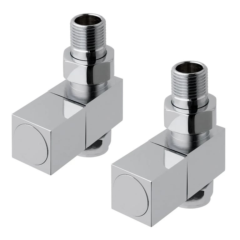 Solaro 15mm Rectangular Straight Radiator Valves - Chrome