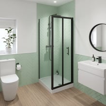 Luxura Bifold Shower Enclosure 760 x 900mm with Raised Non Slip Tray and Waste - 6mm Black Price Comparisons | Compare The Build