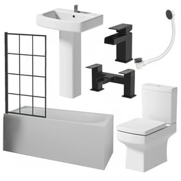 affine-royan-black-bathroom-suite-with-single-ended-shower-bath-1700-full-pedestal-basin