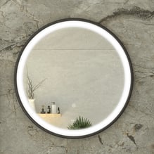 RAK Picture Round LED Bathroom Mirror with Demister 600mm – Matt Black Price Comparisons | Compare The Build