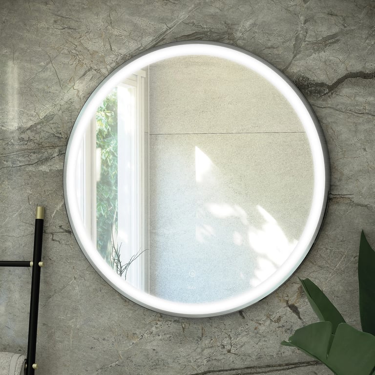 RAK Art Round LED Bathroom Mirror with Demister 600mm – Brushed Nickel Price Comparisons | Compare The Build