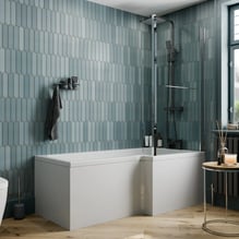 Ceramica L Shaped 1600x855mm Shower Bath, Screen with Rail & Bath Panel RH Price Comparisons | Compare The Build