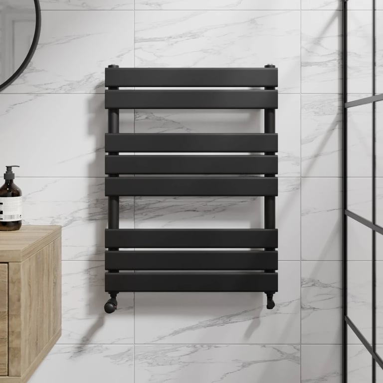 DuraTherm 800 x 600mm Flat Panel Heated Towel Radiator - Black