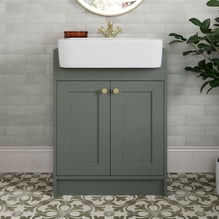 Park Lane Winchester Green Traditional Freestanding Vanity Unit with Basin - 620mm - Brass Handles Price Comparisons | Compare The Build