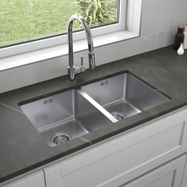 Sauber Undermount Double Bowl Stainless Steel Kitchen Sink (750mm) - Rectangular