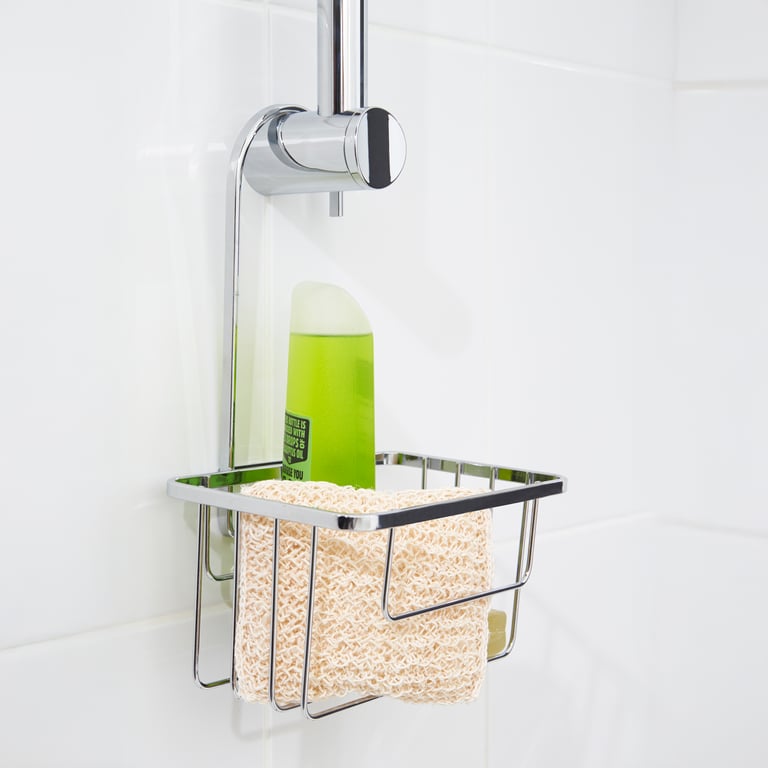 Croydex Chrome Hook Over Riser Rail Shower Caddy - QM260441