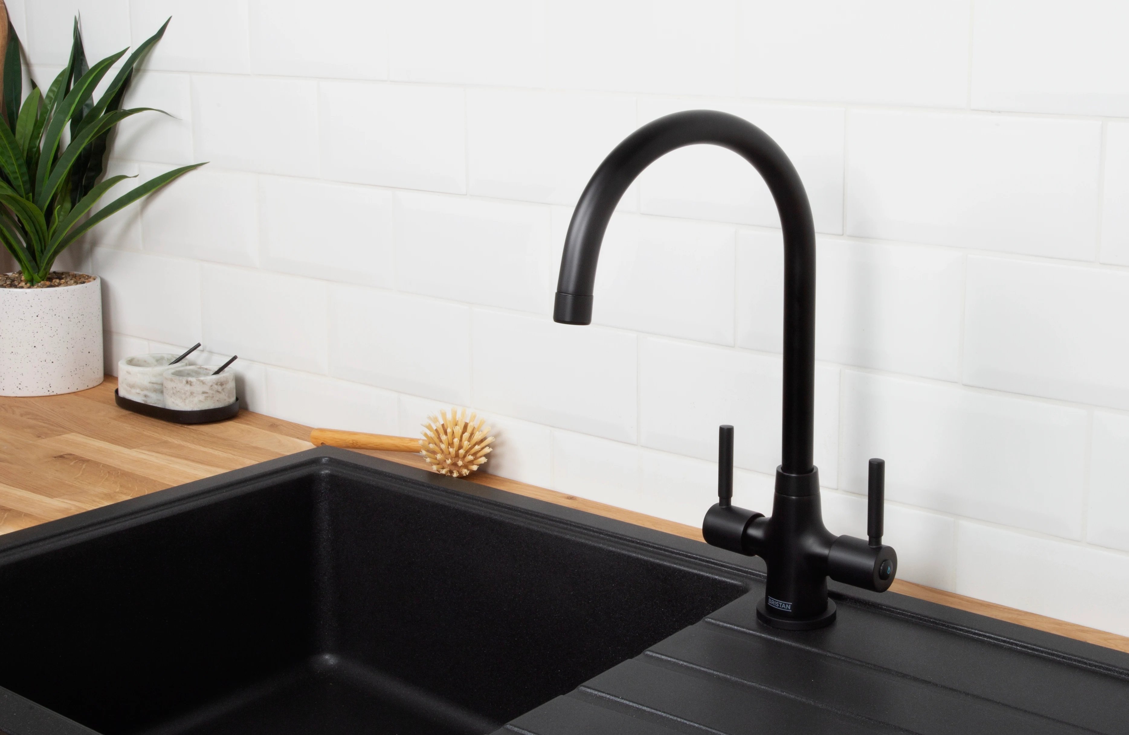 Bristan Monza Easyfit Dual Lever Kitchen Mixer Tap - Black MZ SNK