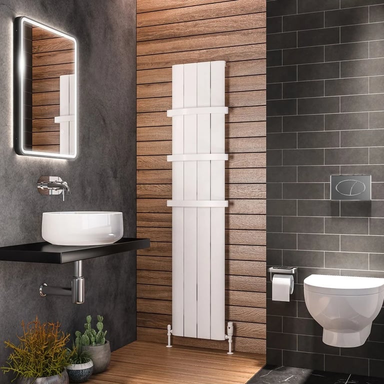 Solaro Peretti 1800x375mm Designer Aluminium Radiator White