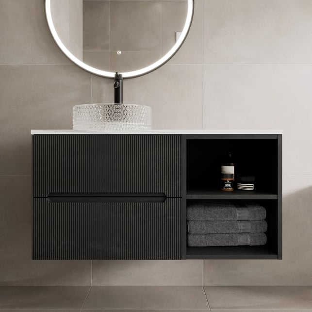 vitusso-fluted-black-white-wall-hung-bathroom-vanity-unit-with-round-glass-basin-1000mm