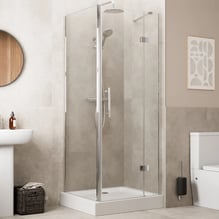 Diamond Frameless Hinged Shower Enclosure 800 x 800mm with Raised Tray and Waste - 8mm Price Comparisons | Compare The Build