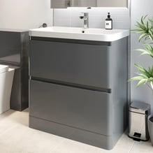 Regis Forma Grey Gloss Freestanding Vanity Unit with Basin - 800mm Price Comparisons | Compare The Build