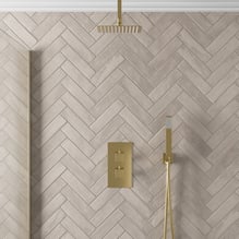 Merano Thermostatic Dual Concealed Square Mixer Shower Brushed Brass - Ceiling Fed Price Comparisons | Compare The Build