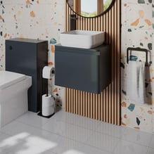 Regis Forma Anthracite Grey Wall Hung Vanity Unit & Affine Cannes Countertop Basin 500mm Price Comparisons | Compare The Build