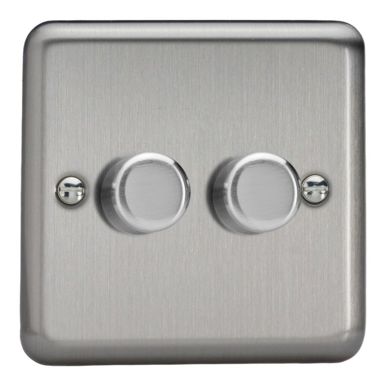 Varilight V-Pro 2 Gang Dimmable Light Switch Chrome - JSM102