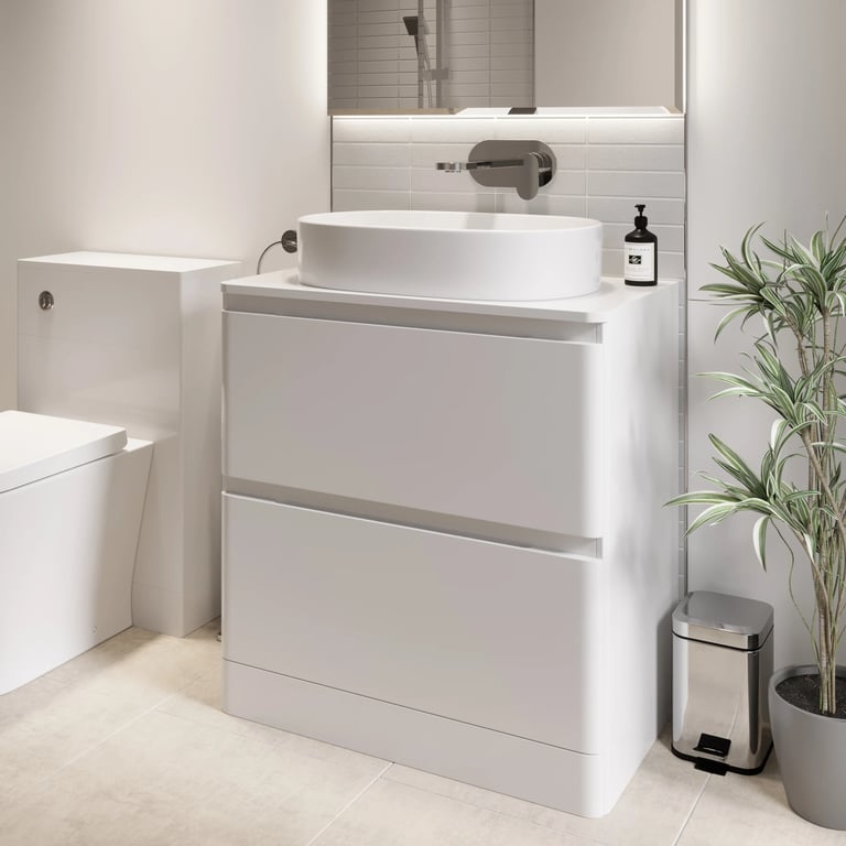 Regis Forma 800mm White Countertop Vanity Unit & Lorient Basin