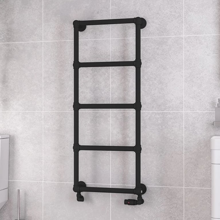 Eastlake Trad Flat Heated Towel Radiator 1195x500 Black