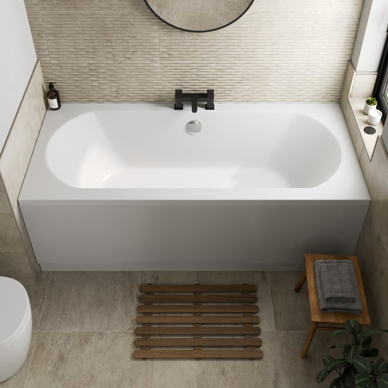Ceramica Double Ended Curved Bath With Side Panel - 1700x750mm