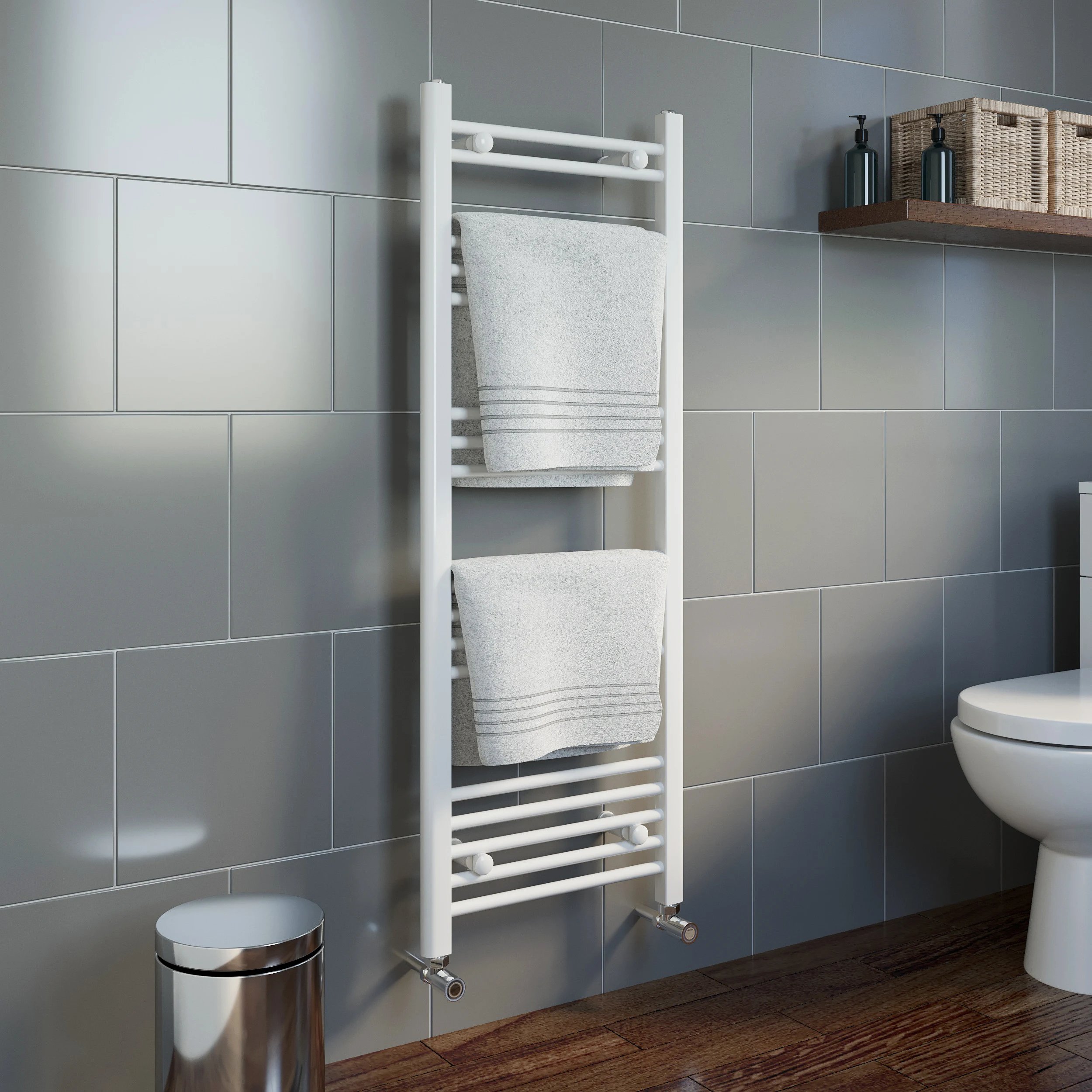 DuraTherm Towel Radiator White 1200 x 450mm Flat