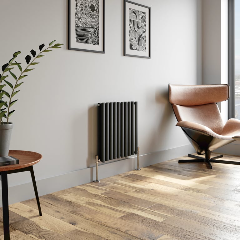 DuraTherm 600 x 600mm Oval Double Panel Radiator Anthracite