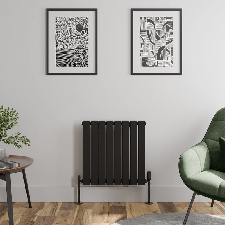 DuraTherm Single Flat Panel Designer Radiator 600x605mm Black