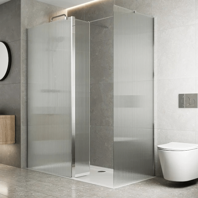 diamond-fluted-wet-room-shower-screen-1000-x-700mm-with-hinged-return-panel-and-shower-tray-8mm-chrome