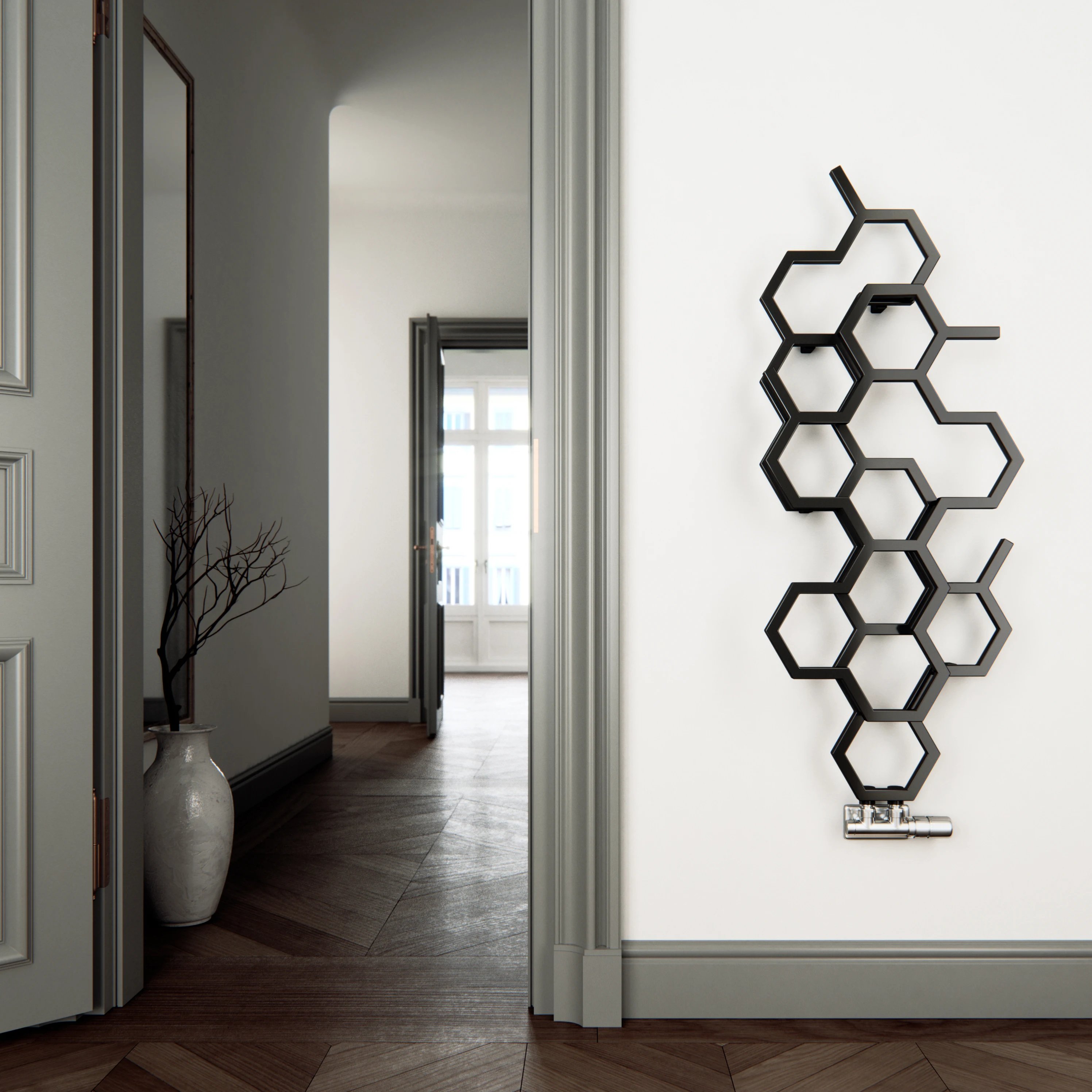 Terma Hex Matt Black Designer Radiator 1700 X 573mm