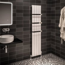 Solaro Rosano 1800 x 375mm Vertical Designer Aluminium Radiator Matt White Price Comparisons | Compare The Build