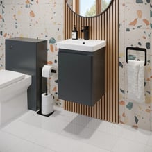 Regis Forma Anthracite Grey Flat Pack Wall Hung Vanity Unit & Basin - 400mm Price Comparisons | Compare The Build