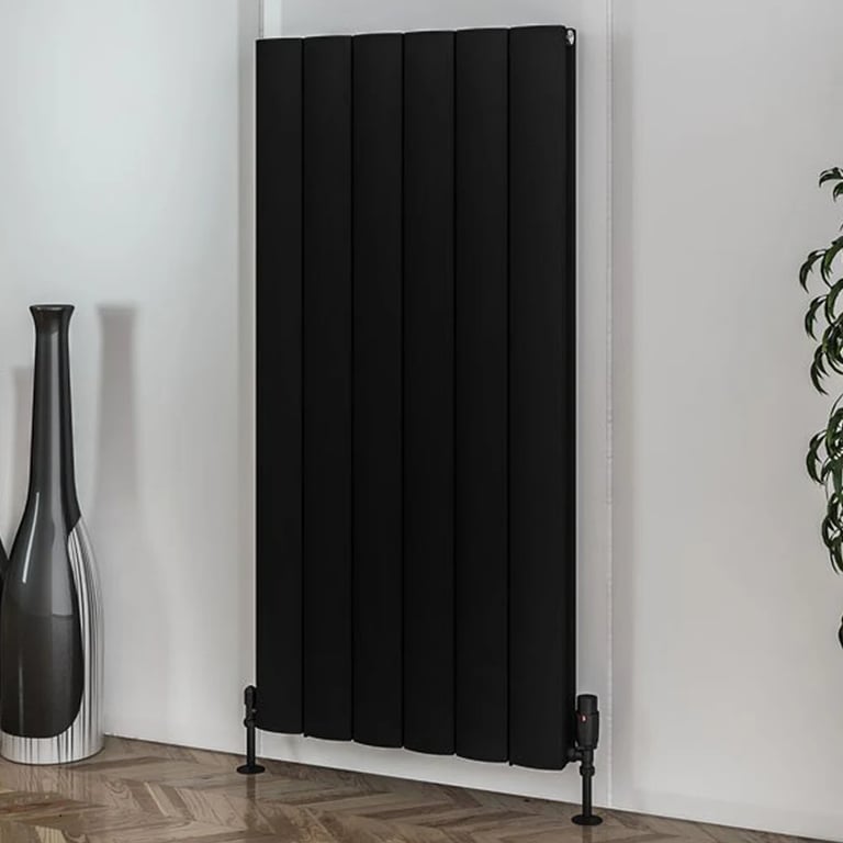 Solaro Guardia 1200 x 565mm Vertical Designer Aluminium Radiator Matt Black