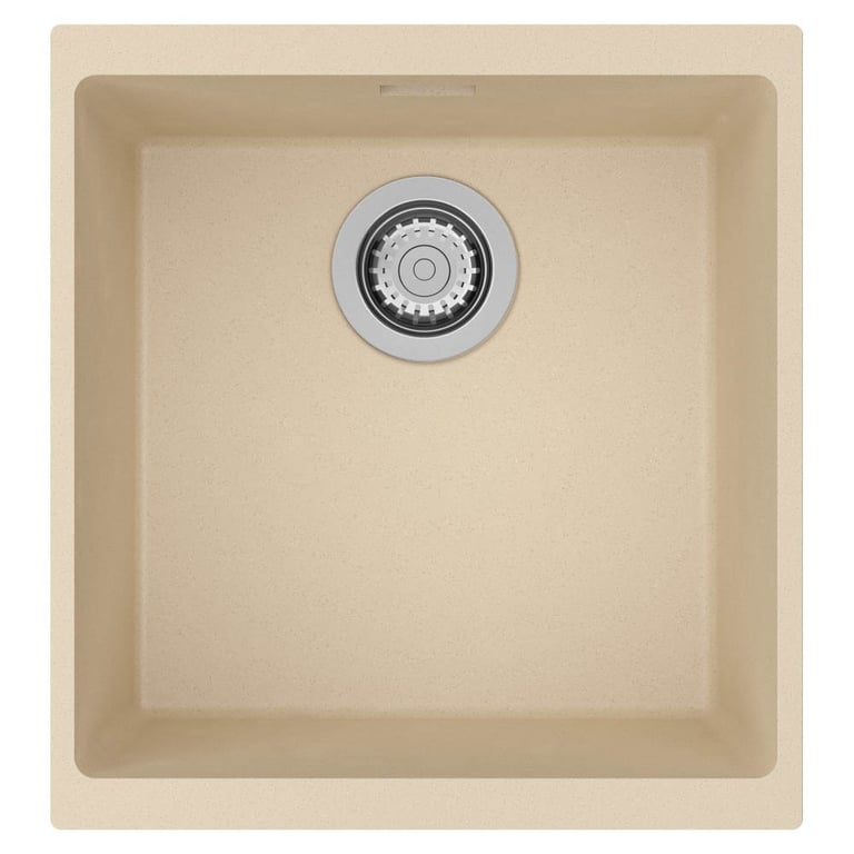 Clearwater Siena Inset 1 Bowl Granite Kitchen Sink Cream 430mm