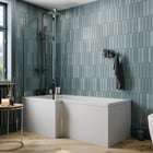 Ceramica L Shaped Shower Bath Bundle 1700mm Left Hand