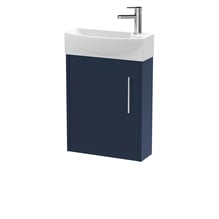 Hudson Reed Juno Compact Blue Wall Hung Cloakroom Vanity Unit with Basin 440mm - Left Hand Price Comparisons | Compare The Build