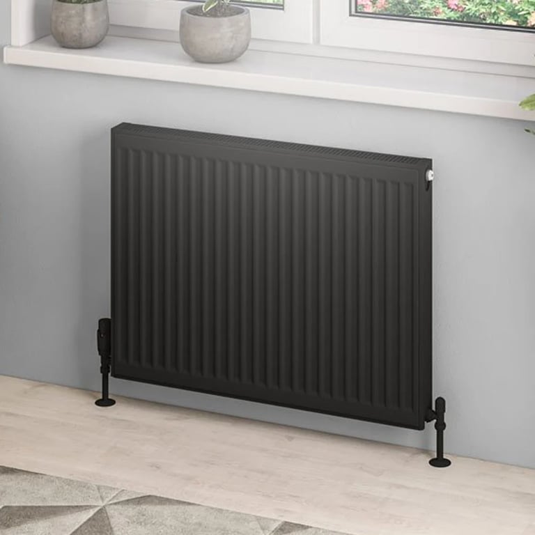 Solaro P+ 600x800 Double Panel Radiator, Single Conv Lined Black