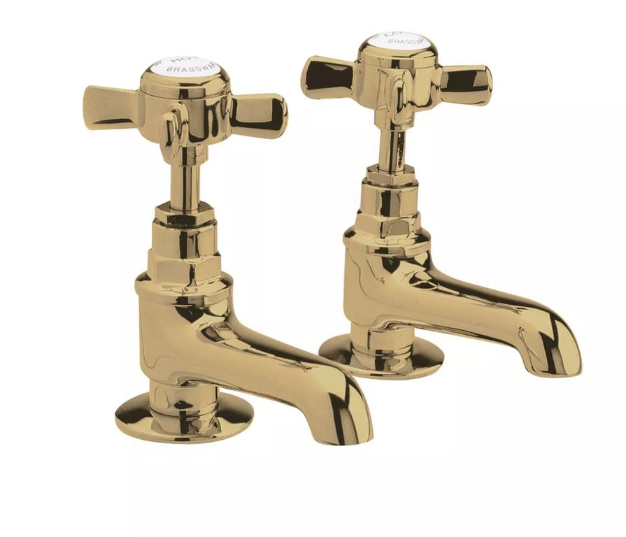 Eastlake Beaumont Brushed Brass Basin Pillar Taps