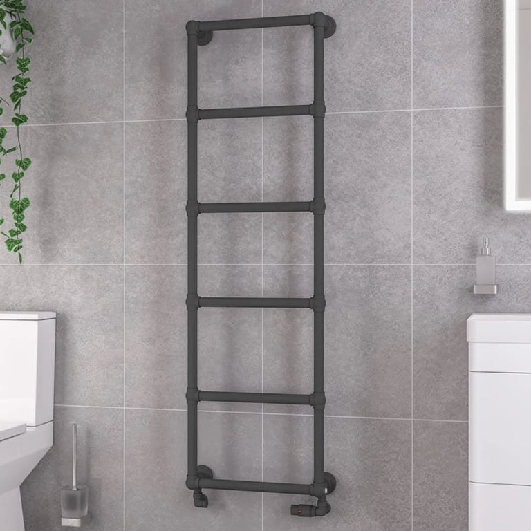 Eastlake Trad Flat Heated Towel Radiator 1550x500 Anthracite