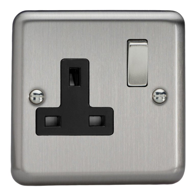 Varilight Single Pole Switch Socket Chrome and Black - XS4DB