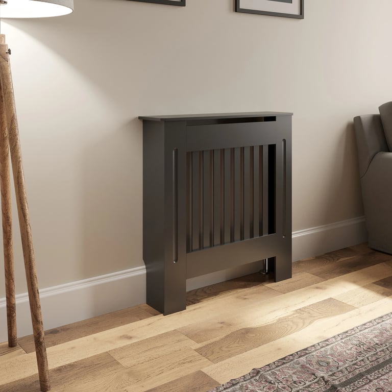 Essentials Dark Grey Radiator Cover - Small - Vertical Slat Style 780mm