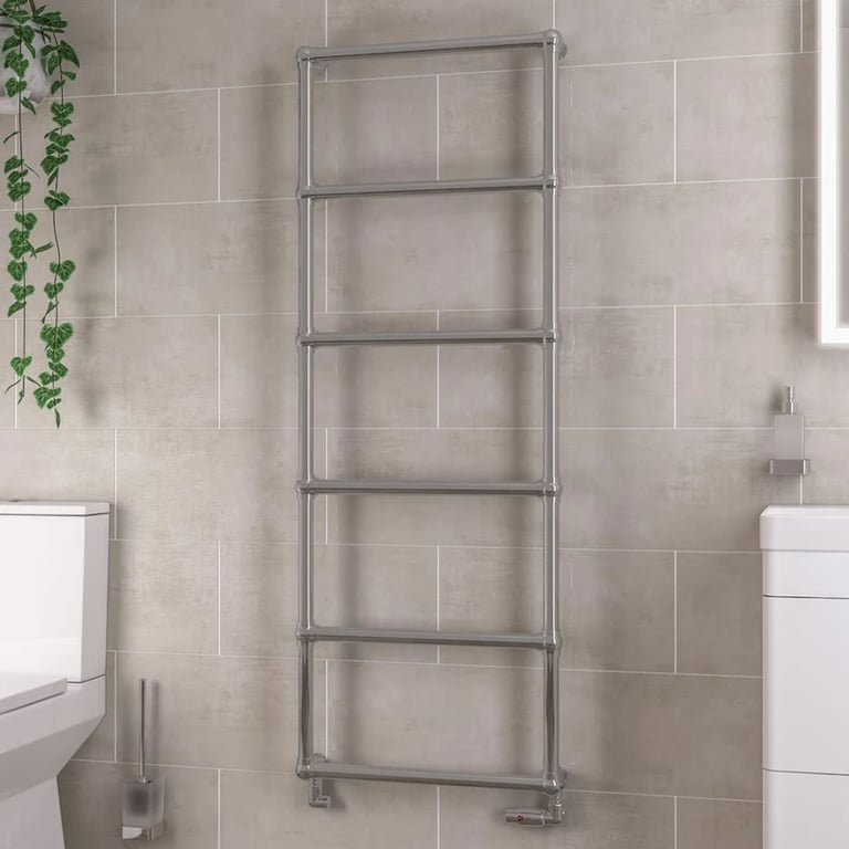 Eastlake Trad Flat Heated Towel Radiator 1550x600 Chrome