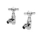 DuraTherm Traditional Chrome Cross Head Angled Radiator Valves - 15mm