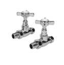 DuraTherm Traditional Chrome Cross Head Straight Radiator Valves - 15mm