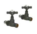 DuraTherm Standard Anthracite Cross Head Straight Radiator Valves - 15mm