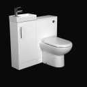 Aurora White Gloss Toilet & Basin Vanity Unit - 900mm Width (215mm Depth)