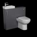 Artis Breeze Grey Gloss Toilet & Basin Vanity Unit Combination with Door 900mm