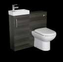 Aurora  Charcoal Grey Toilet & Basin Vanity Unit - 900mm Width (215mm Depth)