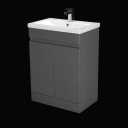 Artis Grey Gloss Floor Standing Door Vanity Unit & Basin - 600mm Width