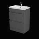 Artis Centro Grey Gloss Free Standing Drawer Vanity Unit & Basin - 600mm Width